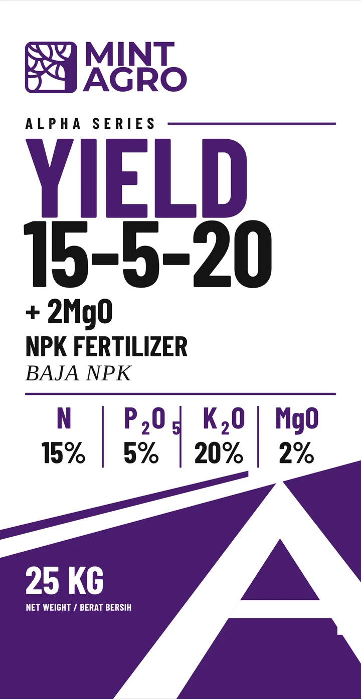 Mint Agro Alpha Series Yield 15-5-20 + 2MgO, 25 kg bag